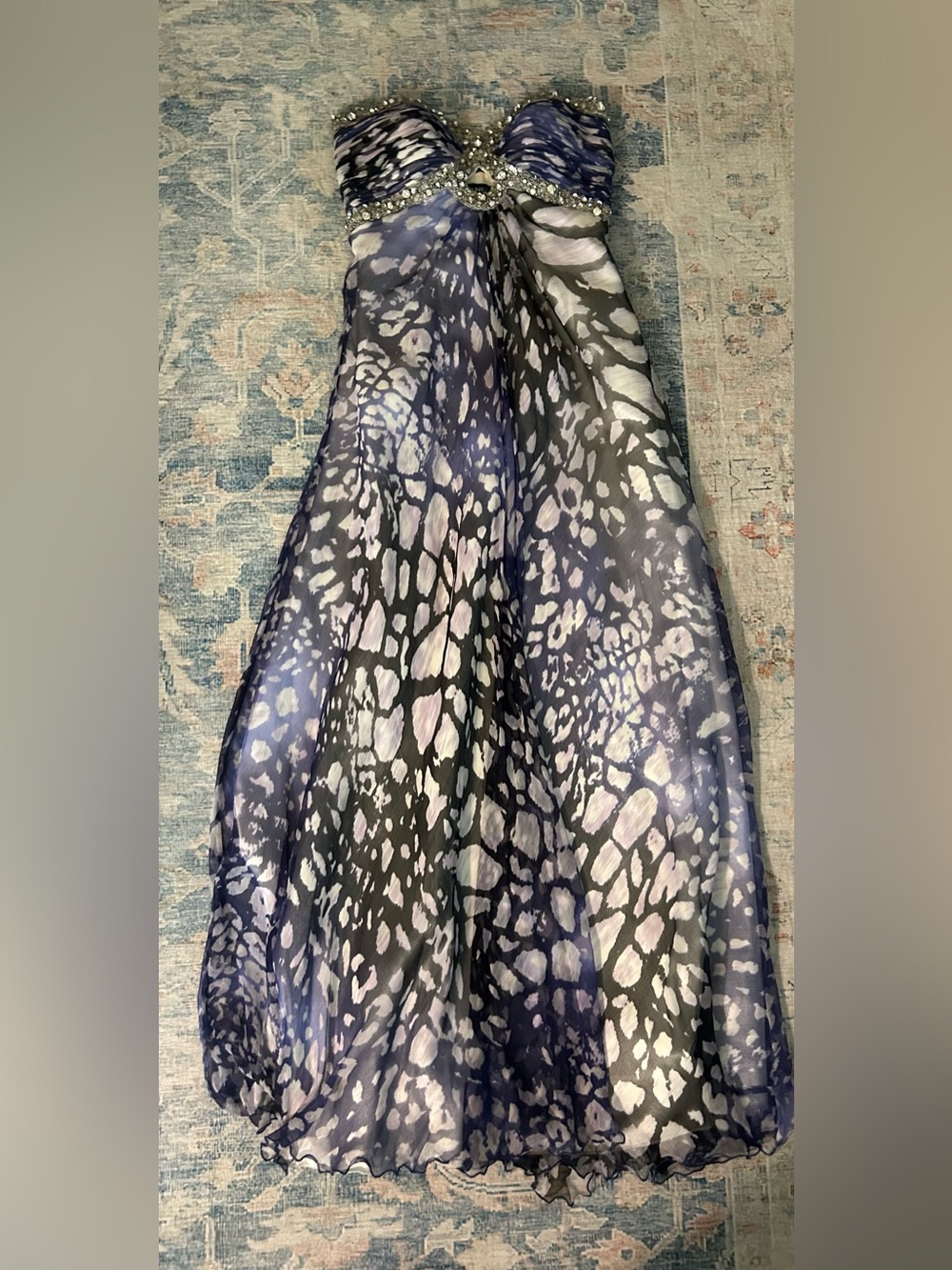 Terani Couture Women's Blue and Black Abstract Dress